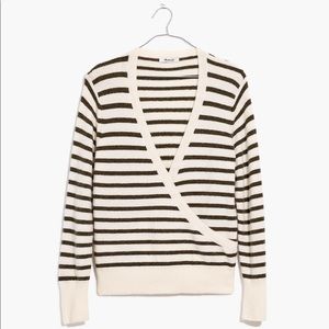 Madewell Wrap-Front Sweater in Elthorne Stripe Large